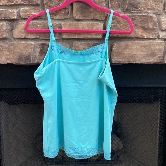 NWOT Caslon teal tank top with lace detail. Adjustable straps. Large - Picture 2 of 7